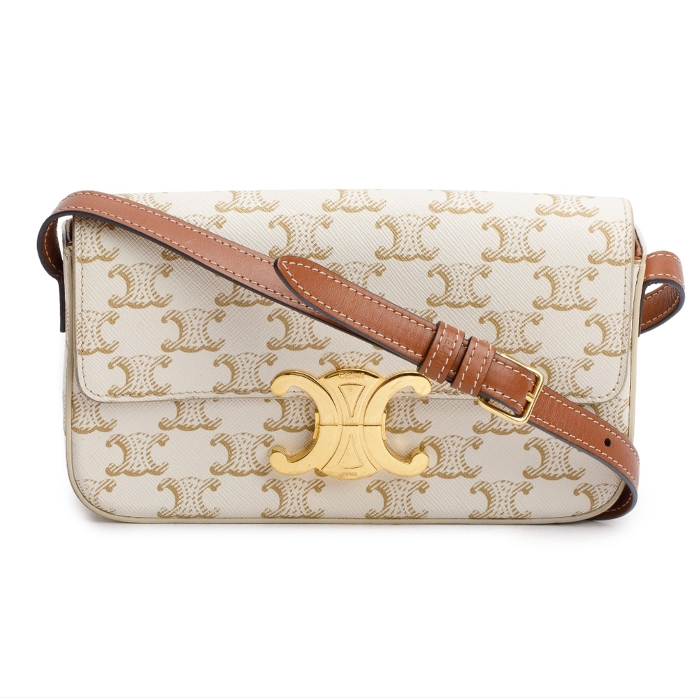 Brand New! Authenticated Celine Triomphe Claude Coated Canvas Shoulder Bag - Picture 11 of 16